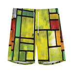 Square Stained Glass Mosaic Print Men's Sports Shorts