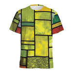 Square Stained Glass Mosaic Print Men's Sports T-Shirt