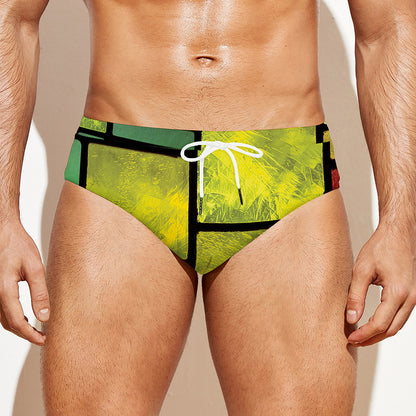 Square Stained Glass Mosaic Print Men's Swim Briefs