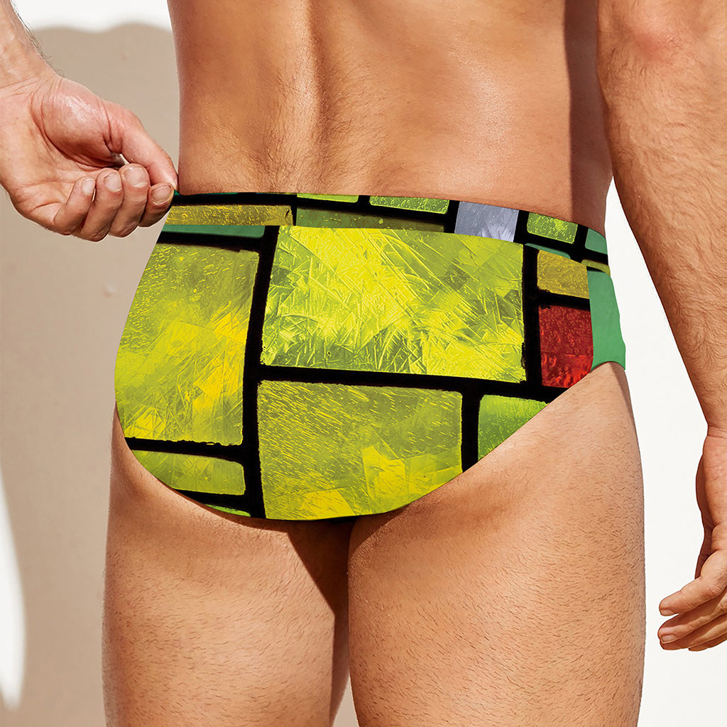 Square Stained Glass Mosaic Print Men's Swim Briefs