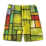 Square Stained Glass Mosaic Print Men's Swim Trunks