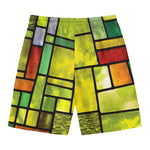 Square Stained Glass Mosaic Print Men's Swim Trunks