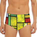 Square Stained Glass Mosaic Print Men's Triangle Swim Briefs