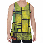 Square Stained Glass Mosaic Print Men's Velvet Tank Top