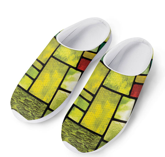 Square Stained Glass Mosaic Print Mesh Casual Shoes