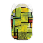 Square Stained Glass Mosaic Print Mesh Laundry Hamper