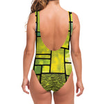 Square Stained Glass Mosaic Print One Piece Swimsuit