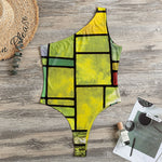 Square Stained Glass Mosaic Print One Shoulder Bodysuit