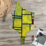 Square Stained Glass Mosaic Print One Shoulder Bodysuit