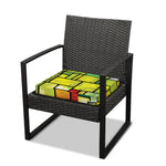 Square Stained Glass Mosaic Print Outdoor Seat Cushion Cover