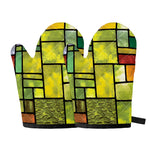 Square Stained Glass Mosaic Print Oven Mitts