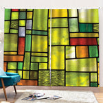 Square Stained Glass Mosaic Print Pencil Pleat Curtains