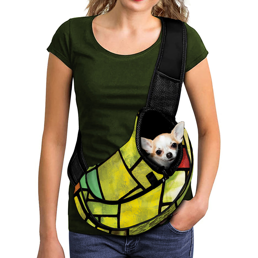 Square Stained Glass Mosaic Print Pet Sling Carrier