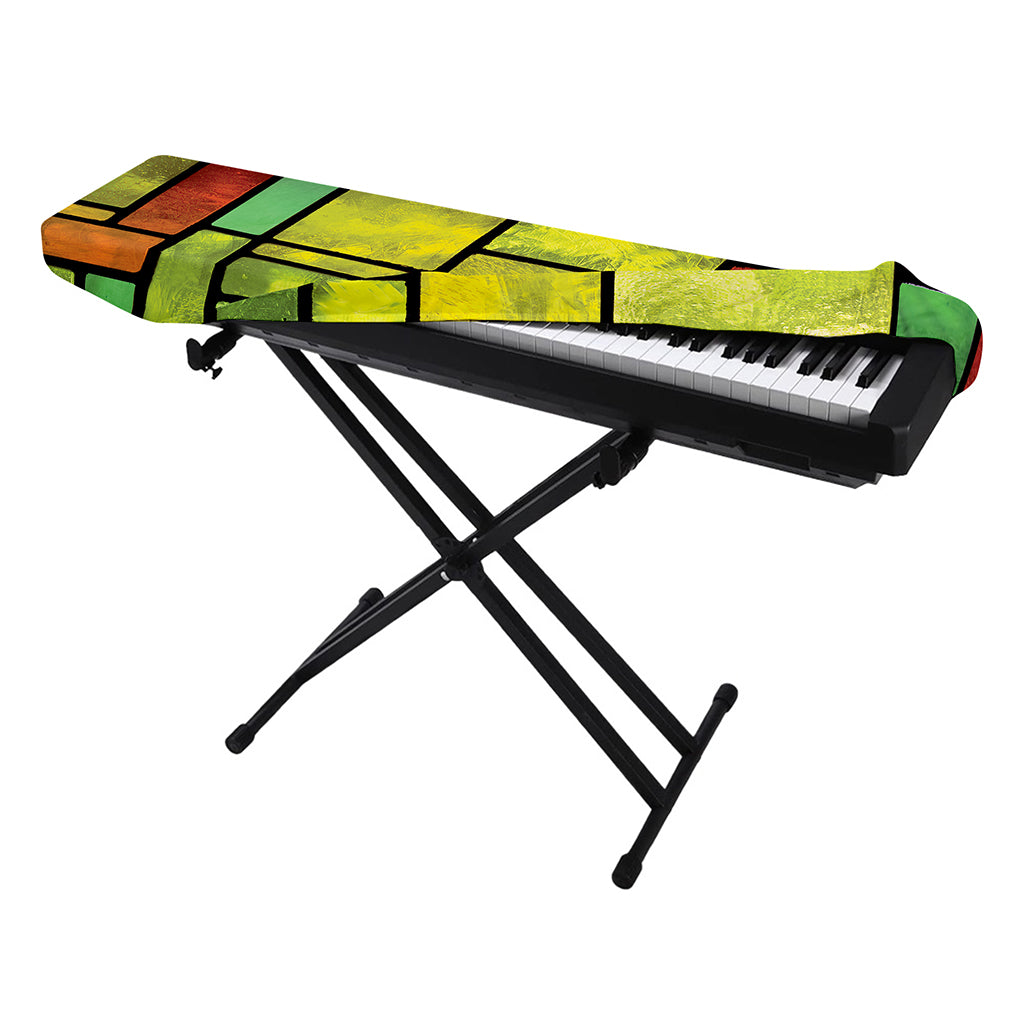 Square Stained Glass Mosaic Print Piano Keyboard Cover