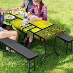Square Stained Glass Mosaic Print Picnic Table Cover