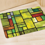 Square Stained Glass Mosaic Print Polyester Doormat