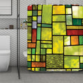 Square Stained Glass Mosaic Print Polyester Shower Curtain