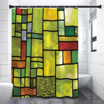 Square Stained Glass Mosaic Print Premium Shower Curtain