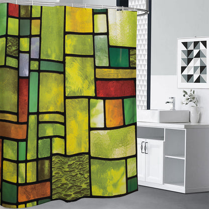 Square Stained Glass Mosaic Print Premium Shower Curtain