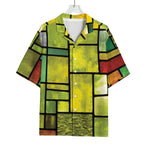 Square Stained Glass Mosaic Print Rayon Hawaiian Shirt