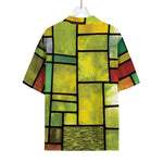 Square Stained Glass Mosaic Print Rayon Hawaiian Shirt