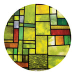 Square Stained Glass Mosaic Print Round Blanket