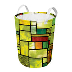 Square Stained Glass Mosaic Print Round Laundry Basket