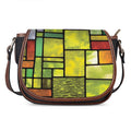 Square Stained Glass Mosaic Print Saddle Bag