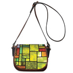 Square Stained Glass Mosaic Print Saddle Bag