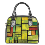 Square Stained Glass Mosaic Print Shoulder Handbag
