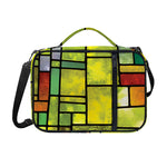 Square Stained Glass Mosaic Print Shoulder Strap Bible Bag