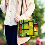 Square Stained Glass Mosaic Print Shoulder Strap Bible Bag