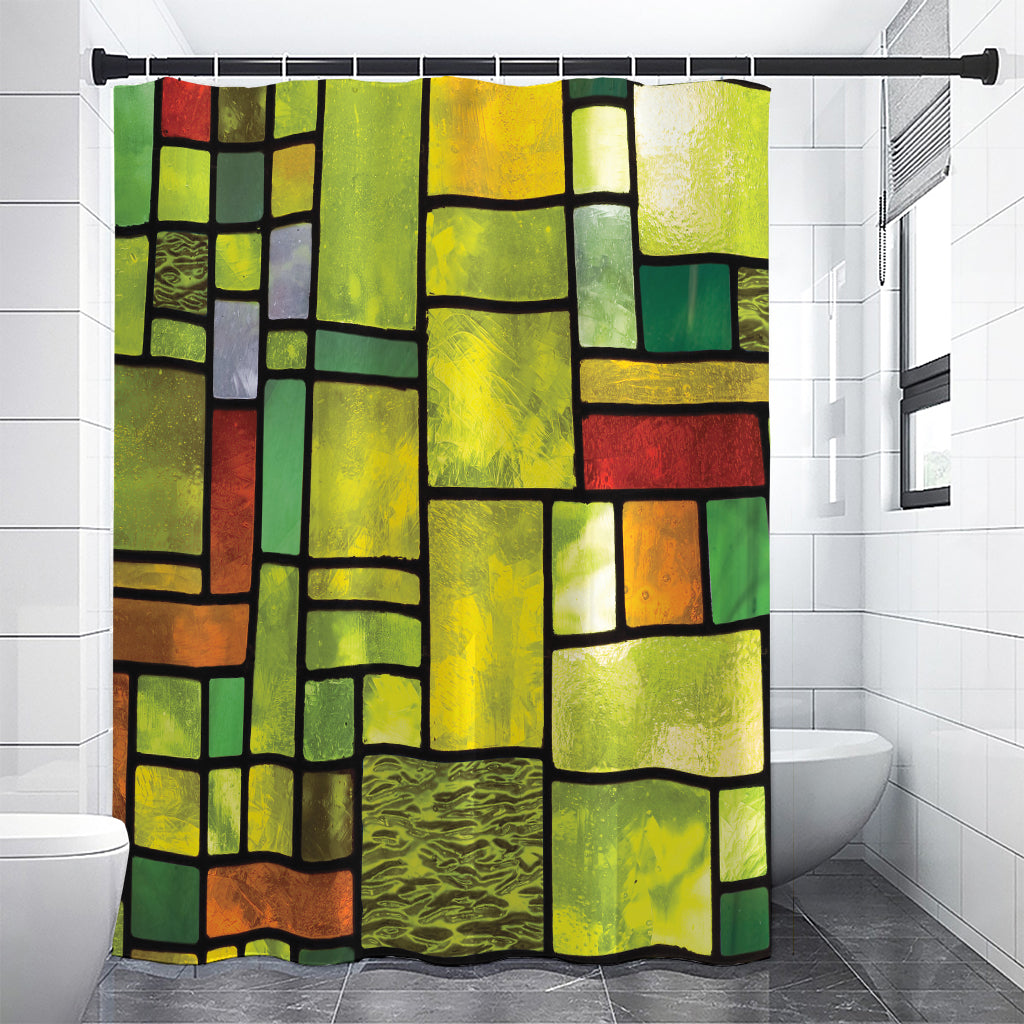 Square Stained Glass Mosaic Print Shower Curtain