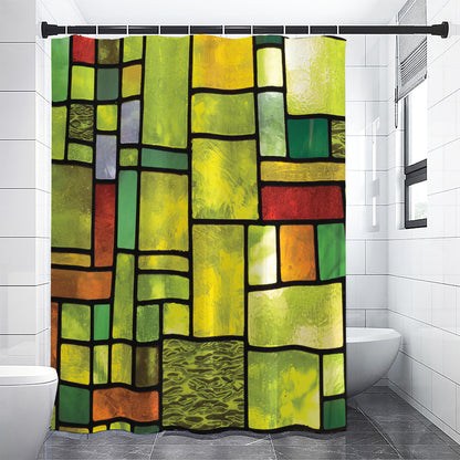 Square Stained Glass Mosaic Print Shower Curtain
