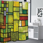 Square Stained Glass Mosaic Print Shower Curtain