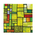 Square Stained Glass Mosaic Print Silk Bandana