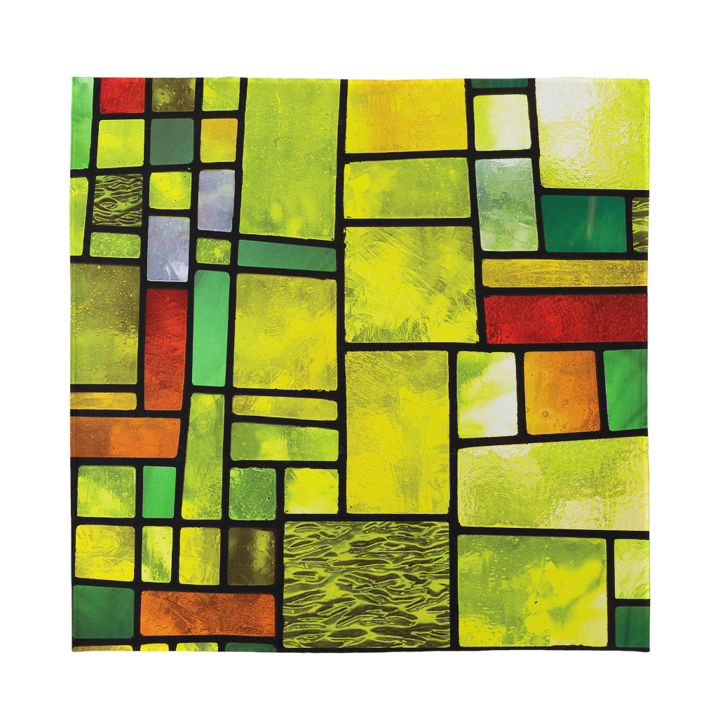 Square Stained Glass Mosaic Print Silk Bandana