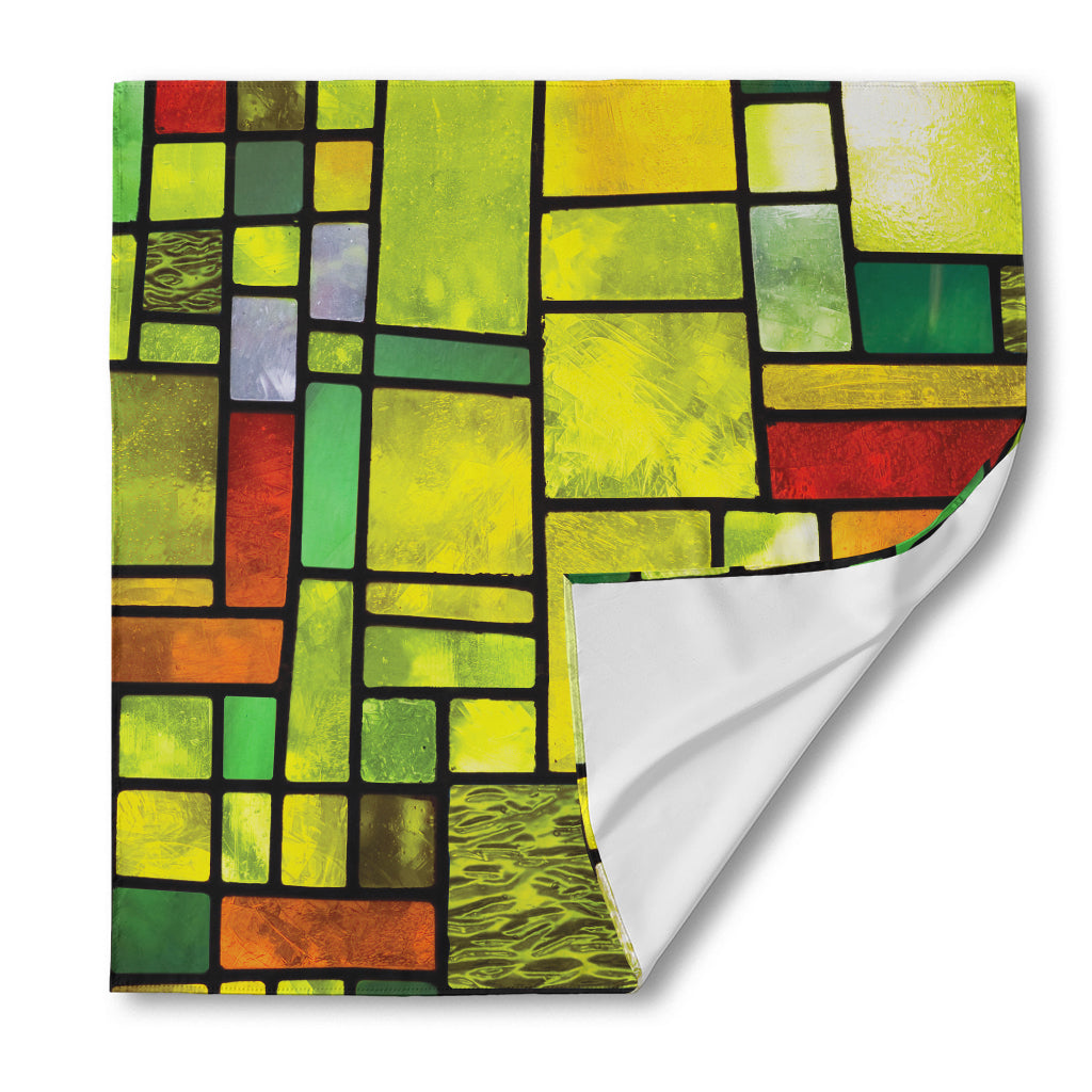 Square Stained Glass Mosaic Print Silk Bandana