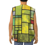 Square Stained Glass Mosaic Print Sleeveless Baseball Jersey