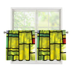 Square Stained Glass Mosaic Print Tier Curtains