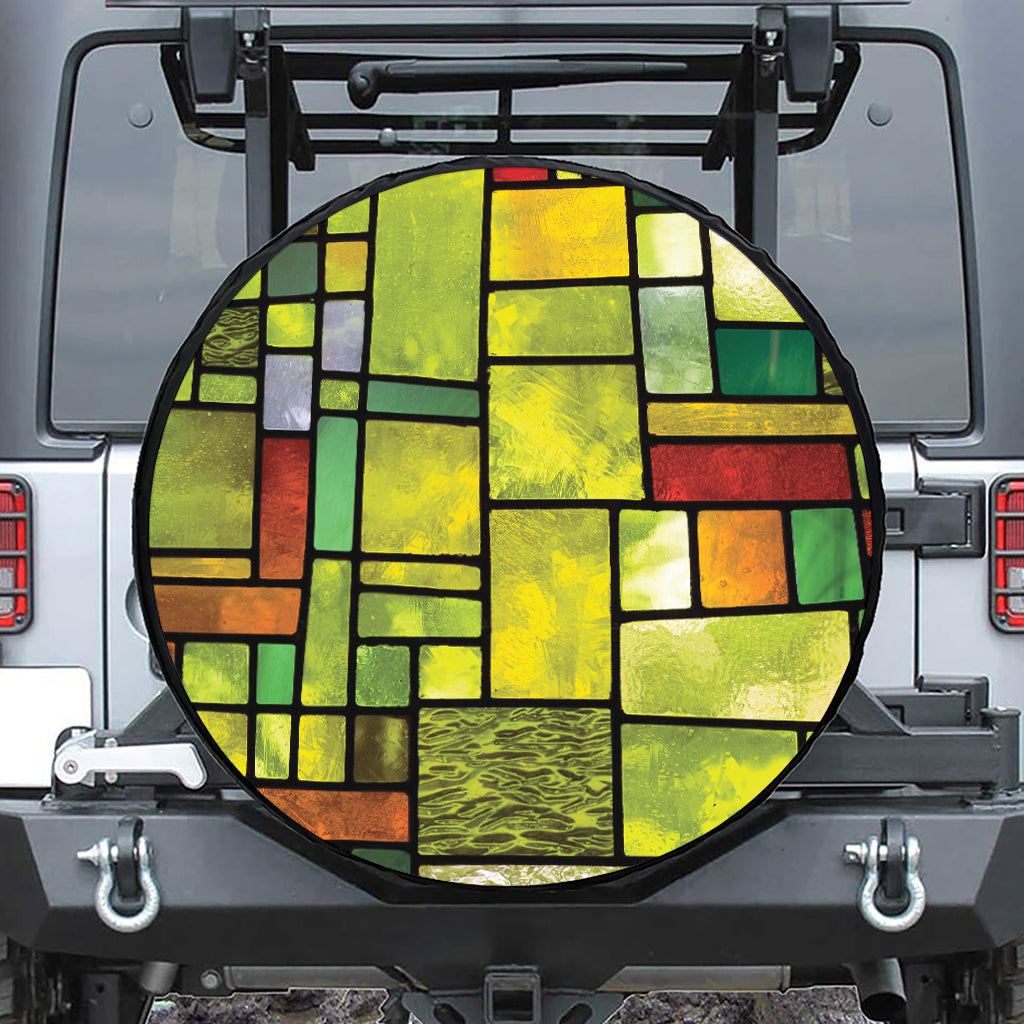 Square Stained Glass Mosaic Print Tire Cover