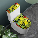 Square Stained Glass Mosaic Print Toilet Lid And Tank Cover Set