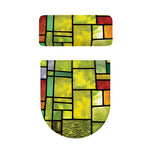 Square Stained Glass Mosaic Print Toilet Lid And Tank Cover Set