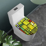 Square Stained Glass Mosaic Print Toilet Lid Cover