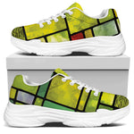 Square Stained Glass Mosaic Print White Chunky Shoes