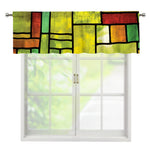 Square Stained Glass Mosaic Print Window Valance