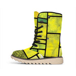 Square Stained Glass Mosaic Print Winter Boots
