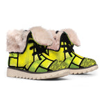Square Stained Glass Mosaic Print Winter Boots