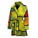 Square Stained Glass Mosaic Print Women's Bathrobe