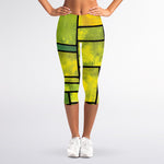 Square Stained Glass Mosaic Print Women's Capri Leggings